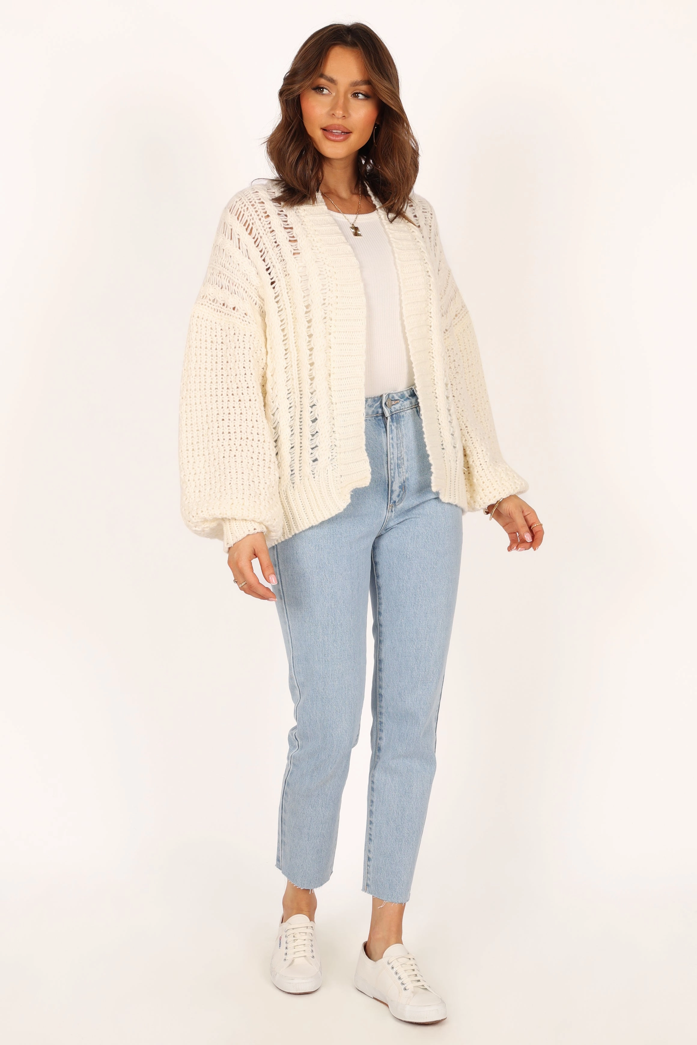 Hailey Oversized Sleeve Cardigan - Cream