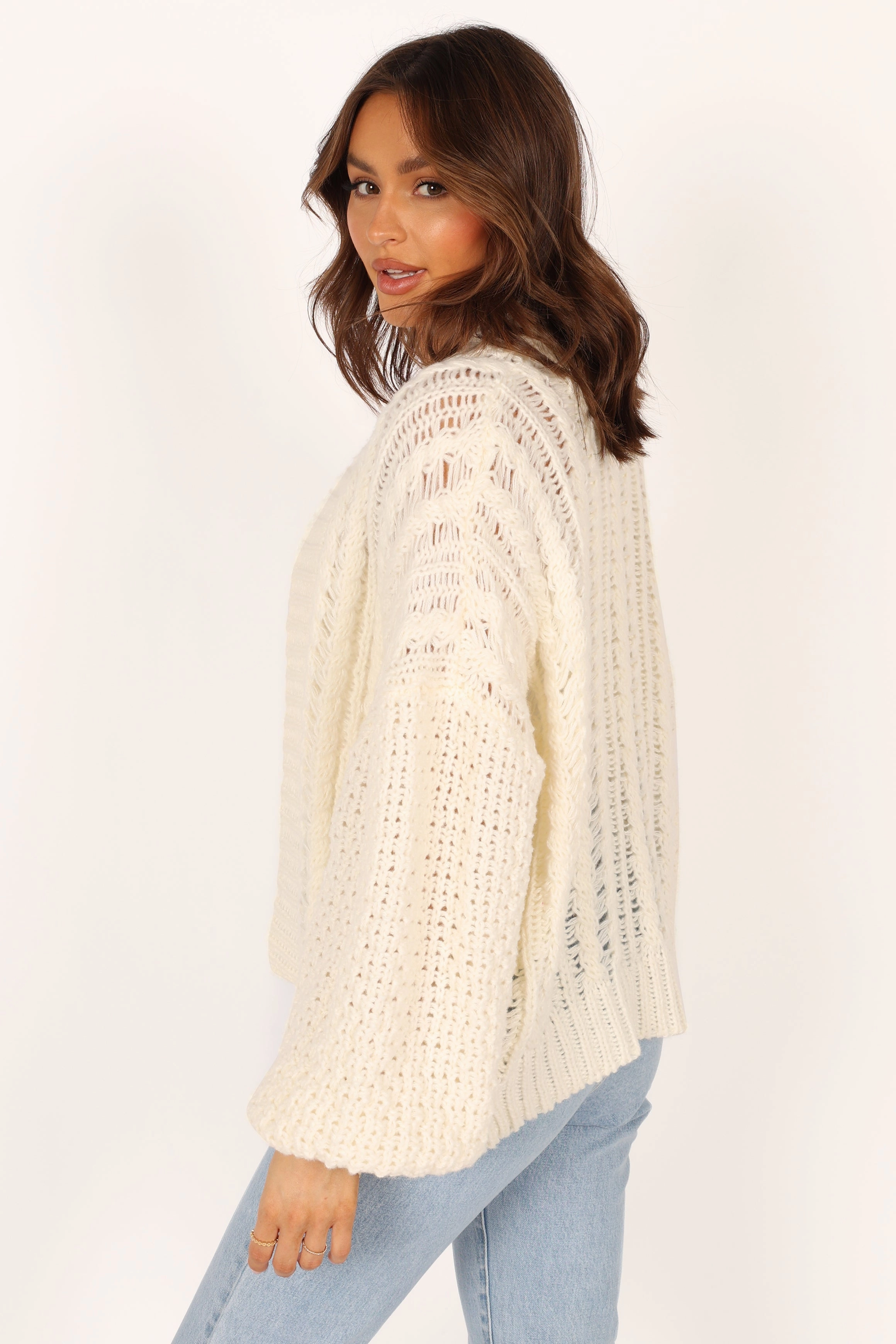 Hailey Oversized Sleeve Cardigan - Cream