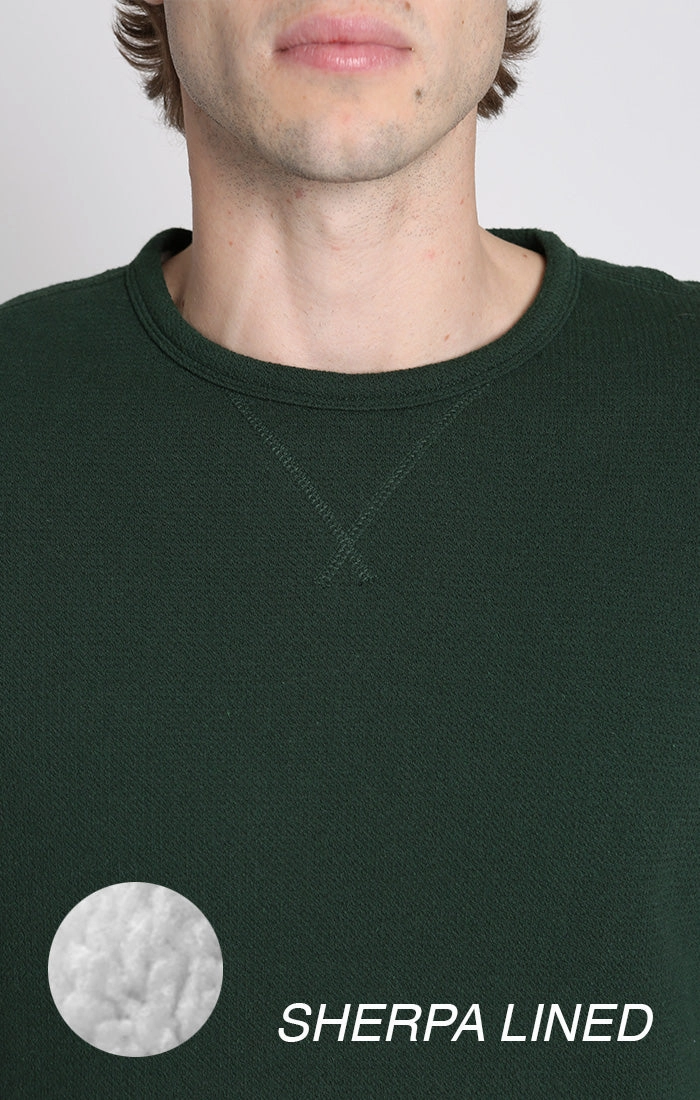 Kent Recycled Jacquard Sherpa Lined Crewneck