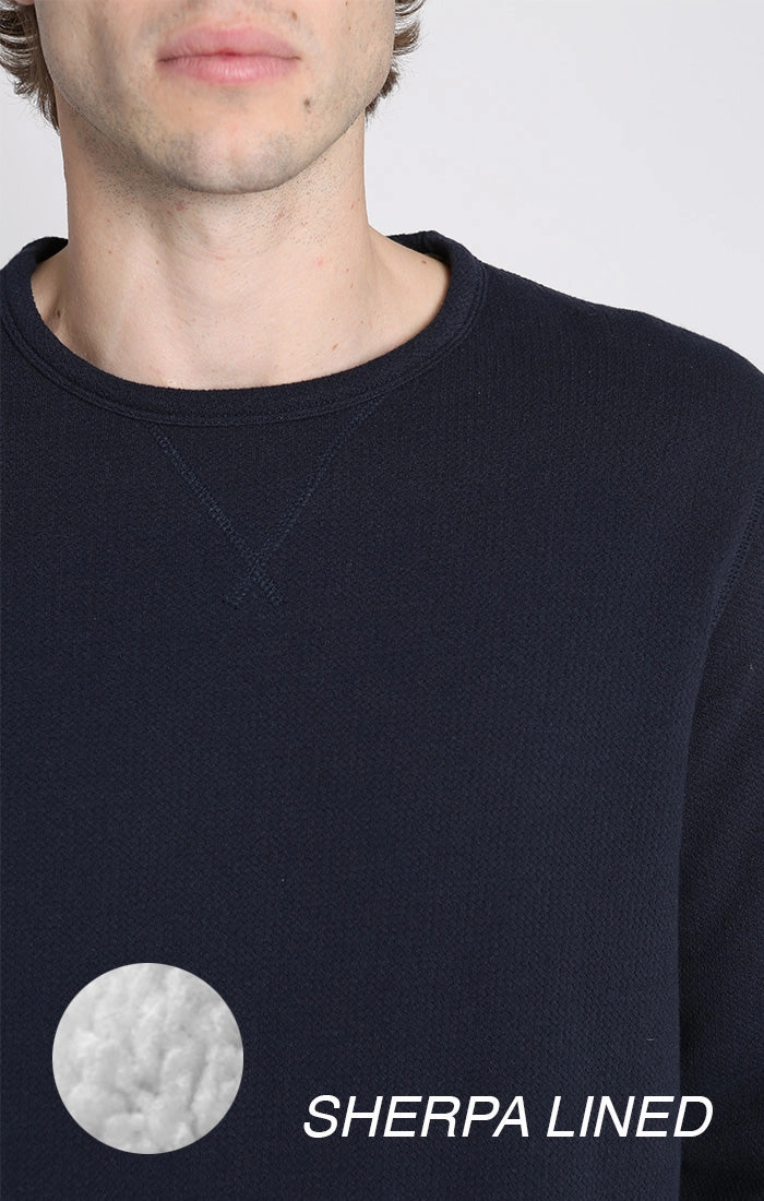 Kent Recycled Jacquard Sherpa Lined Crewneck