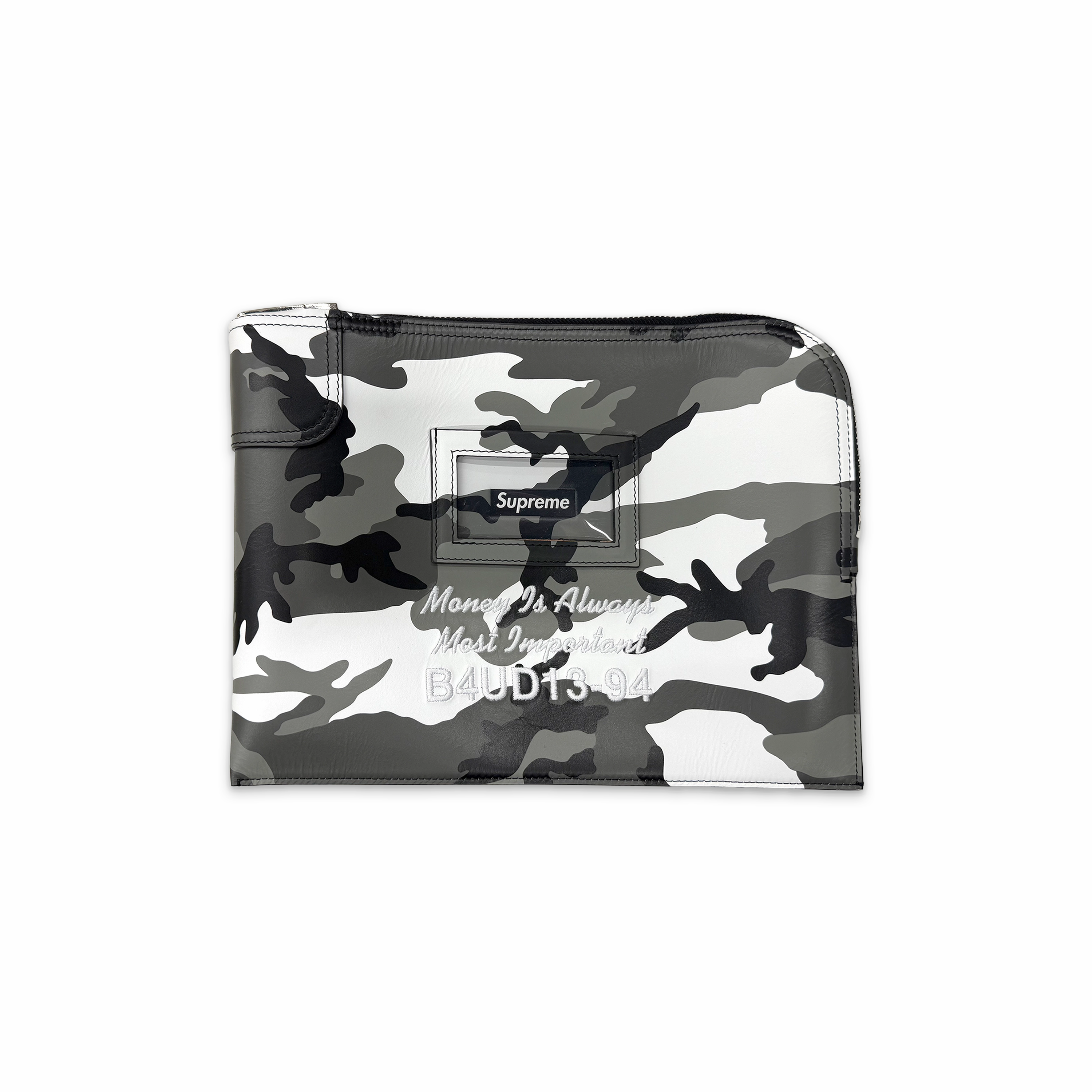 Leather Money Bag Snow Camo