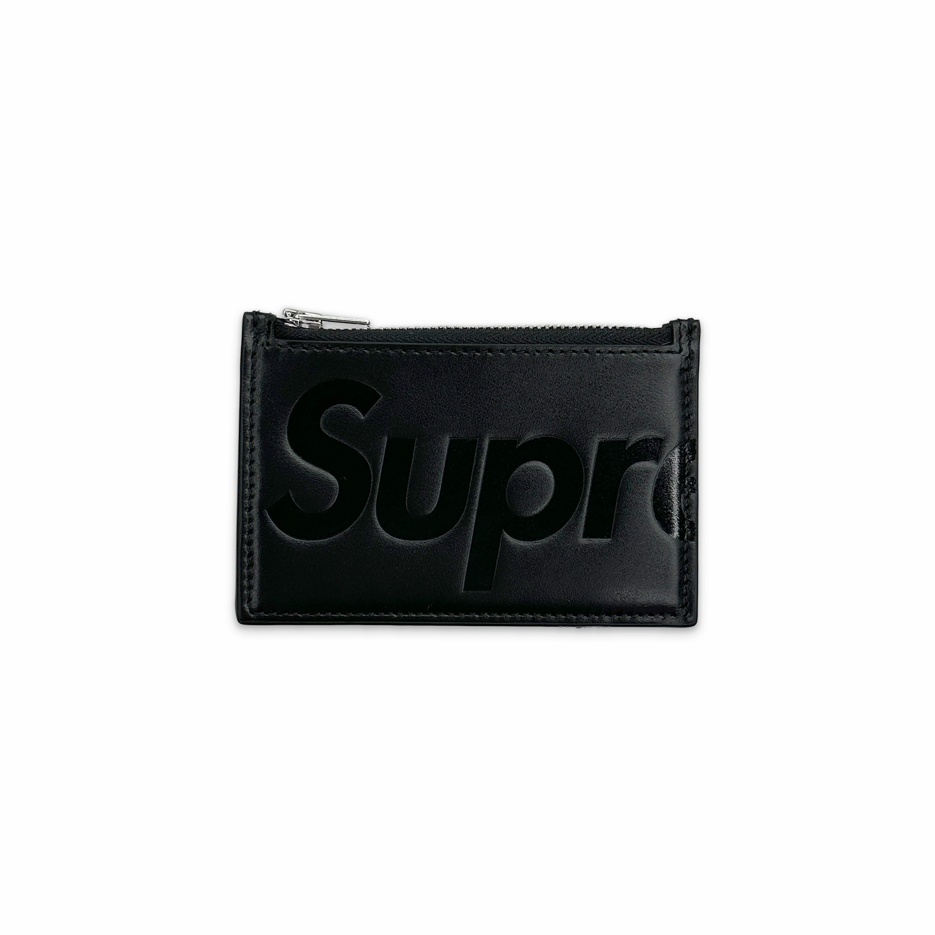 Leather Zip Card Holder Black