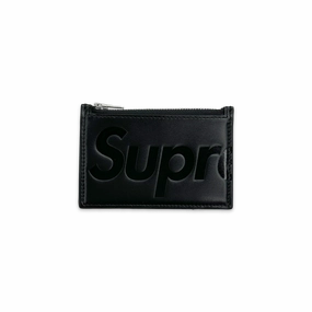 Leather Zip Card Holder Black
