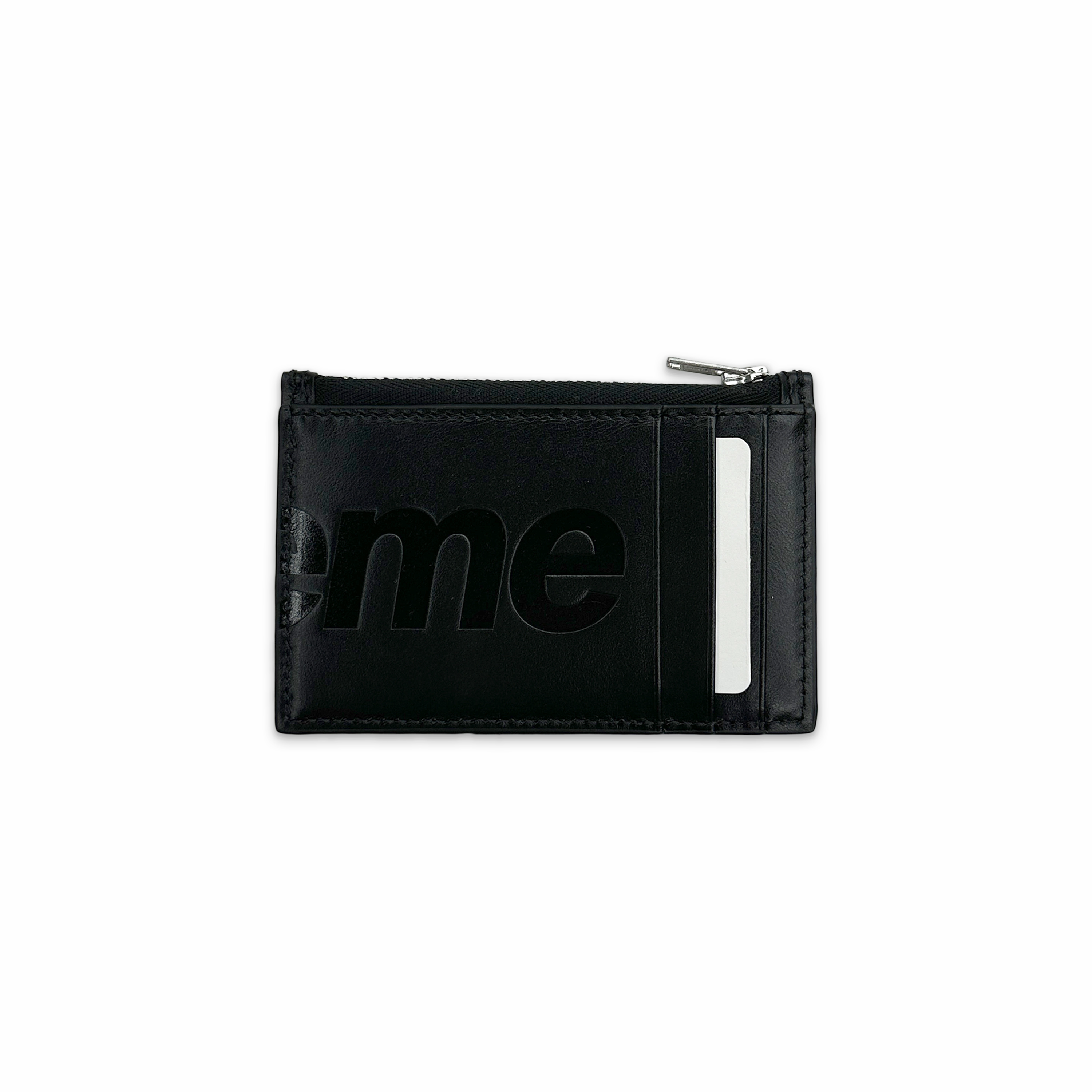 Leather Zip Card Holder Black