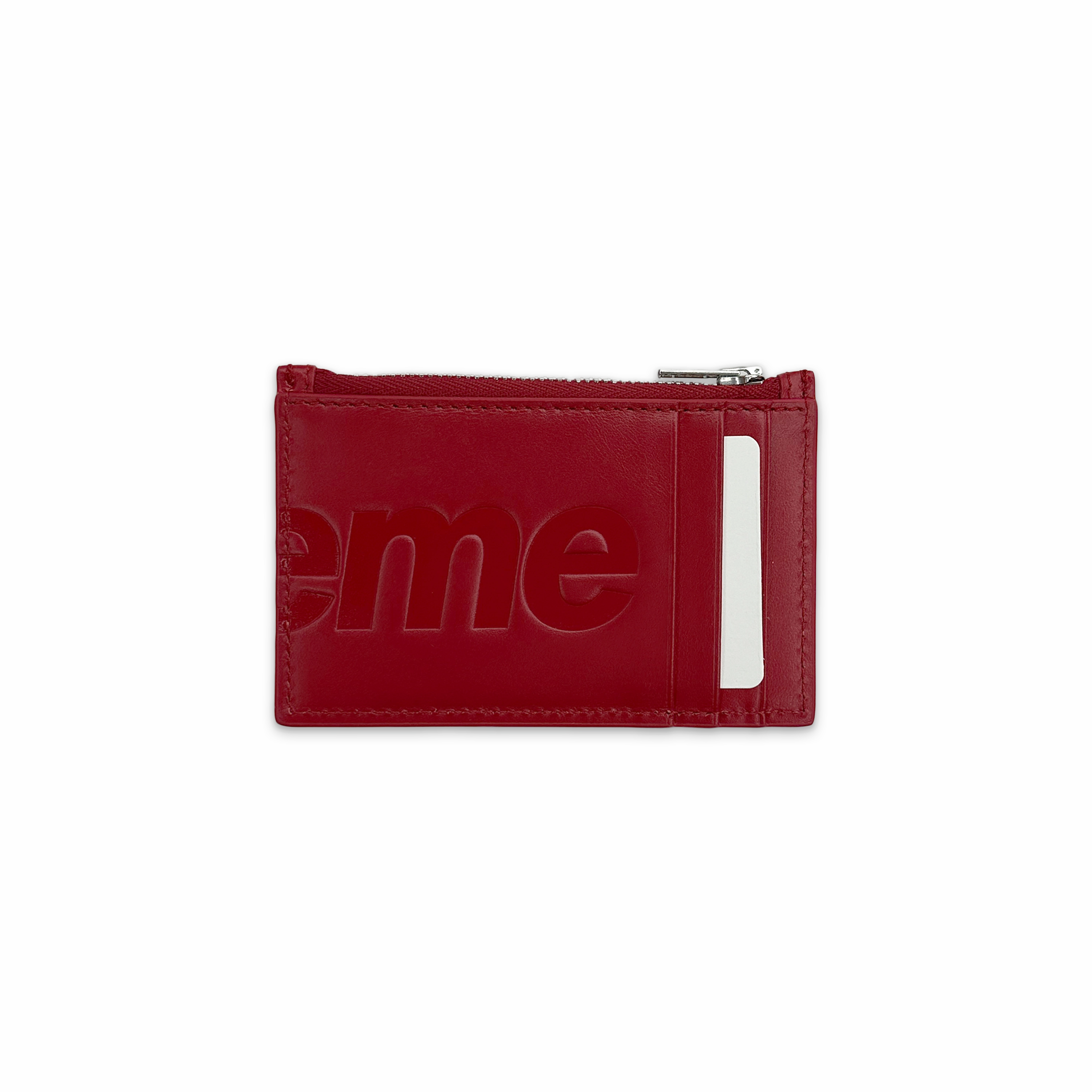 Leather Zip Card Holder Red