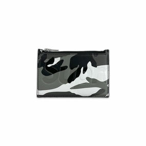 Leather Zip Card Holder Snow Camo