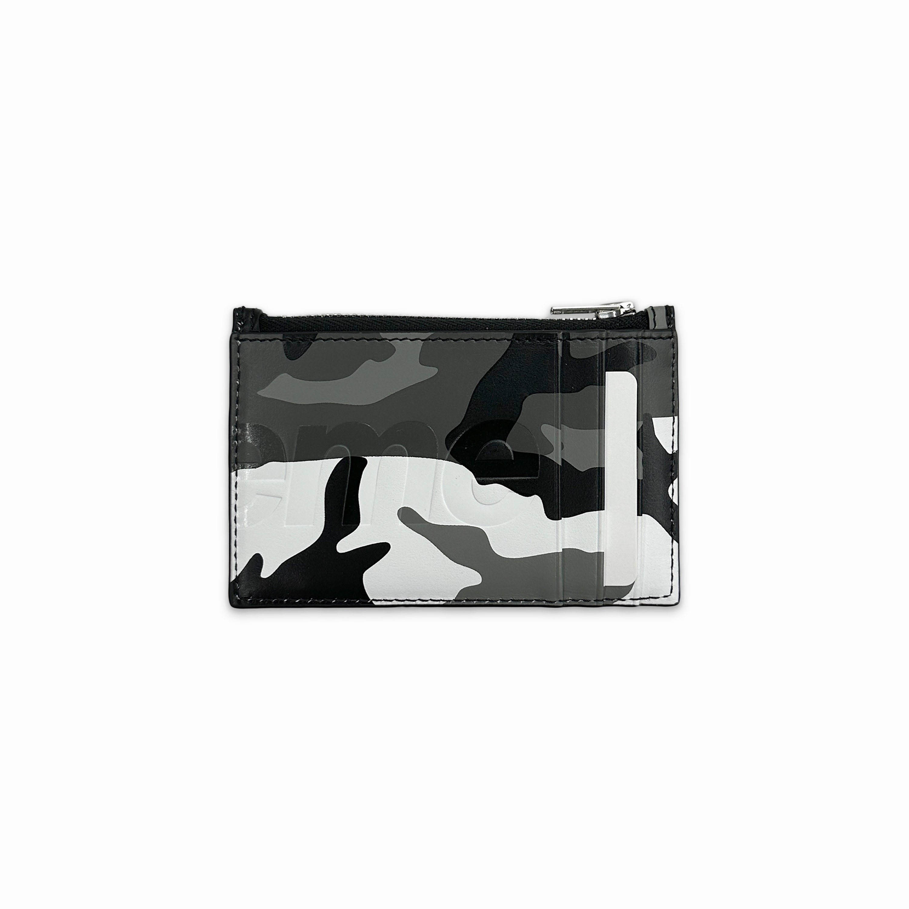 Leather Zip Card Holder Snow Camo