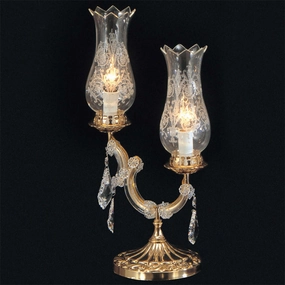 Maria Theresa Lead Crystal Table Lamp with Hurricane Shades