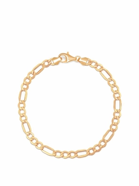 Men's Sterling Silver Gold Plated Figaro Bracelet
