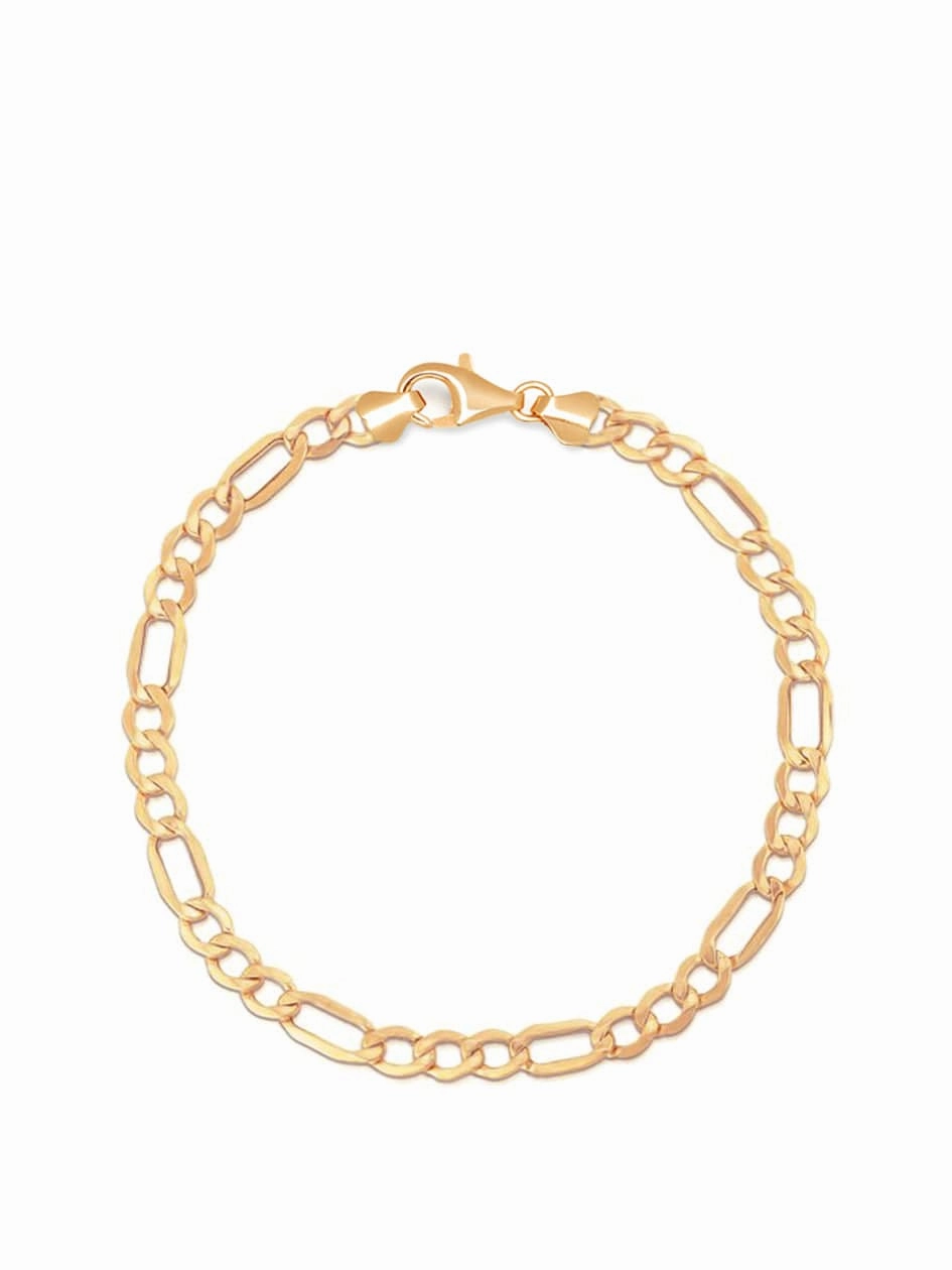 Men's Sterling Silver Gold Plated Figaro Bracelet