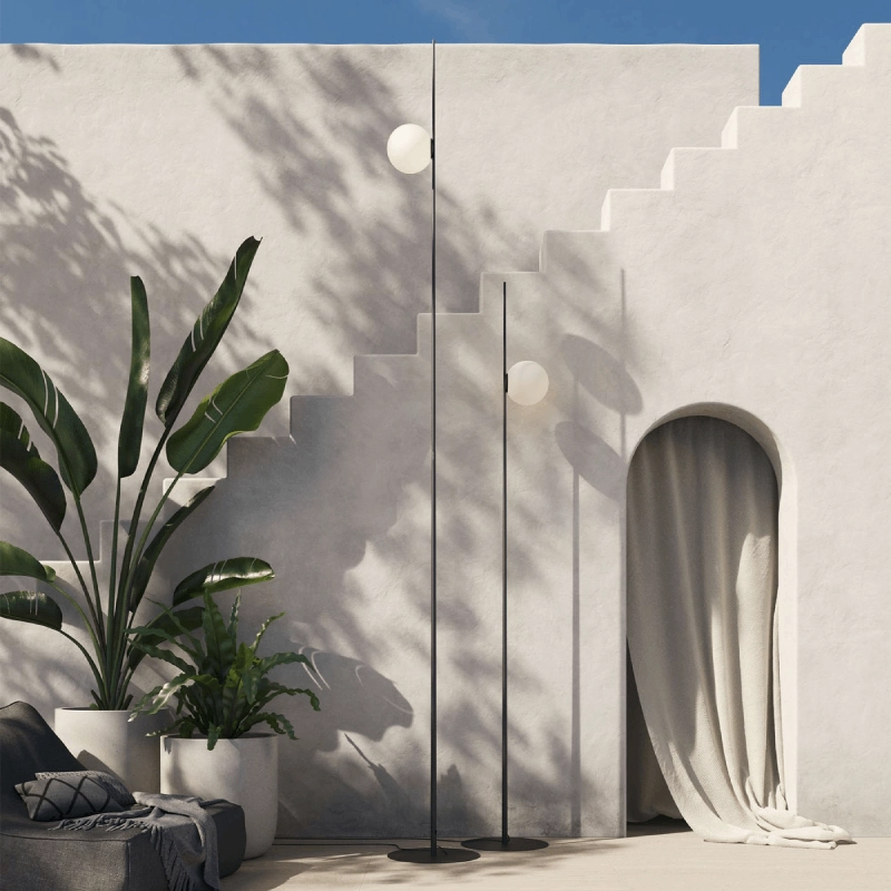 Minimalist Orb and Stem Outdoor Floor Lamp