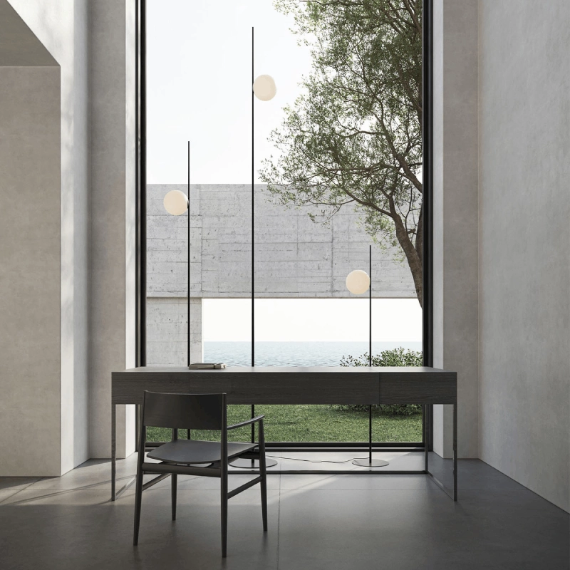 Minimalist Orb and Stem Outdoor Floor Lamp