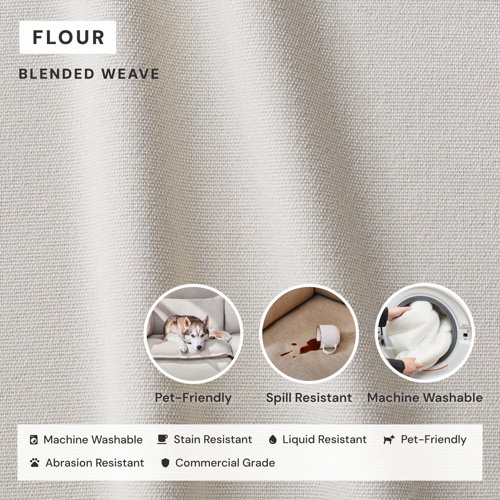 Modular Performance 2-Seater Sectional in Flour | Relaxed Blend
