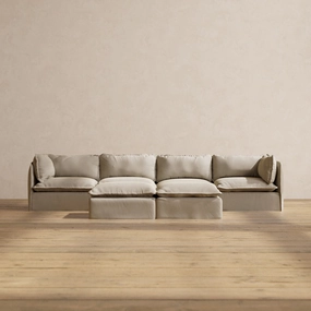 Modular Performance 4-Seater   Bench Ottoman in Dune | Relaxed Blend