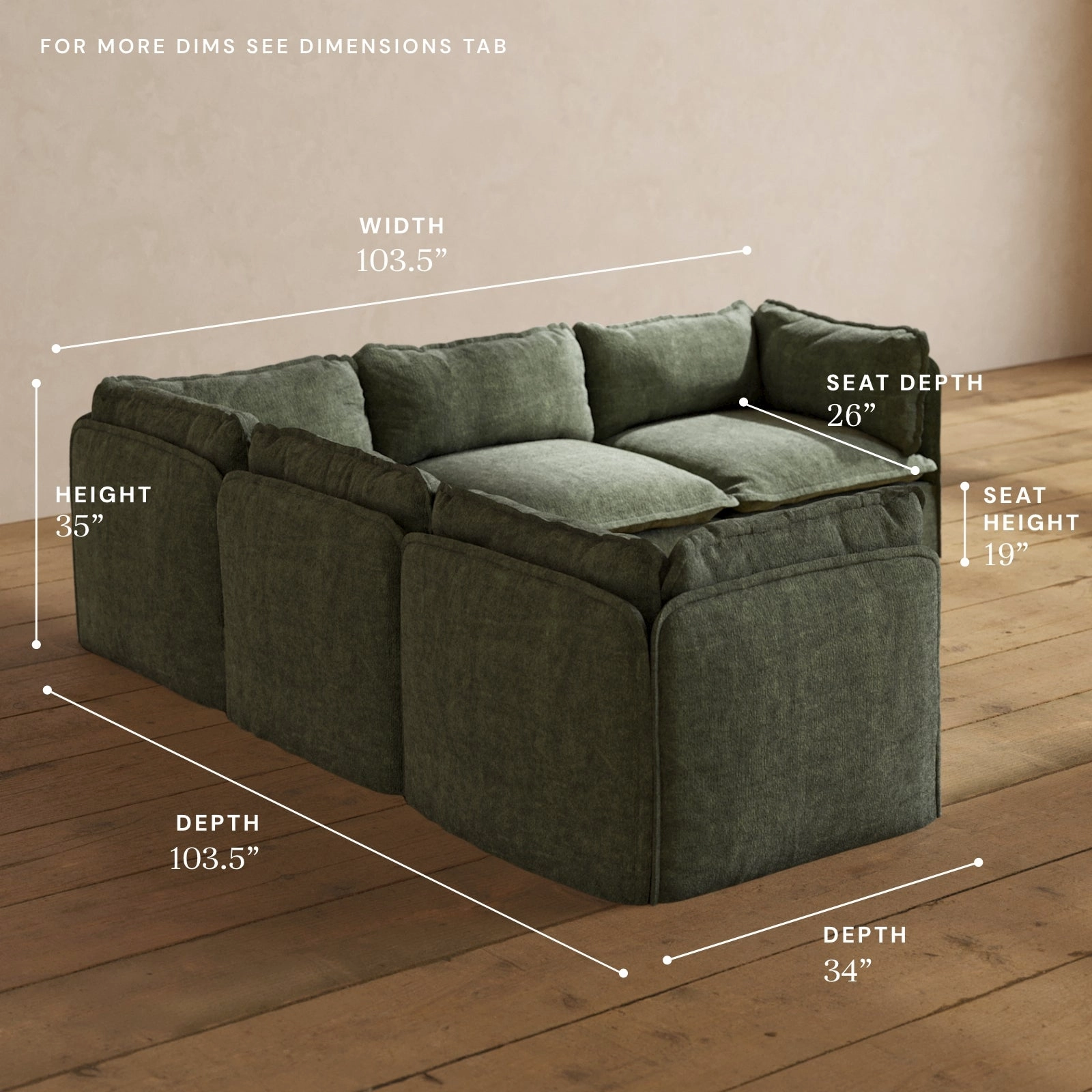 Modular Performance 5-Seater Corner Sectional in Willow | Relaxed Blend