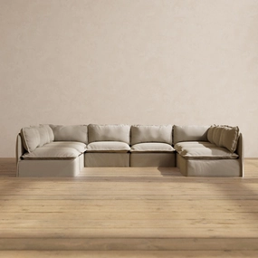 Modular Performance 8-Seater Open-Ends U-Sectional in Dune | Relaxed Blend