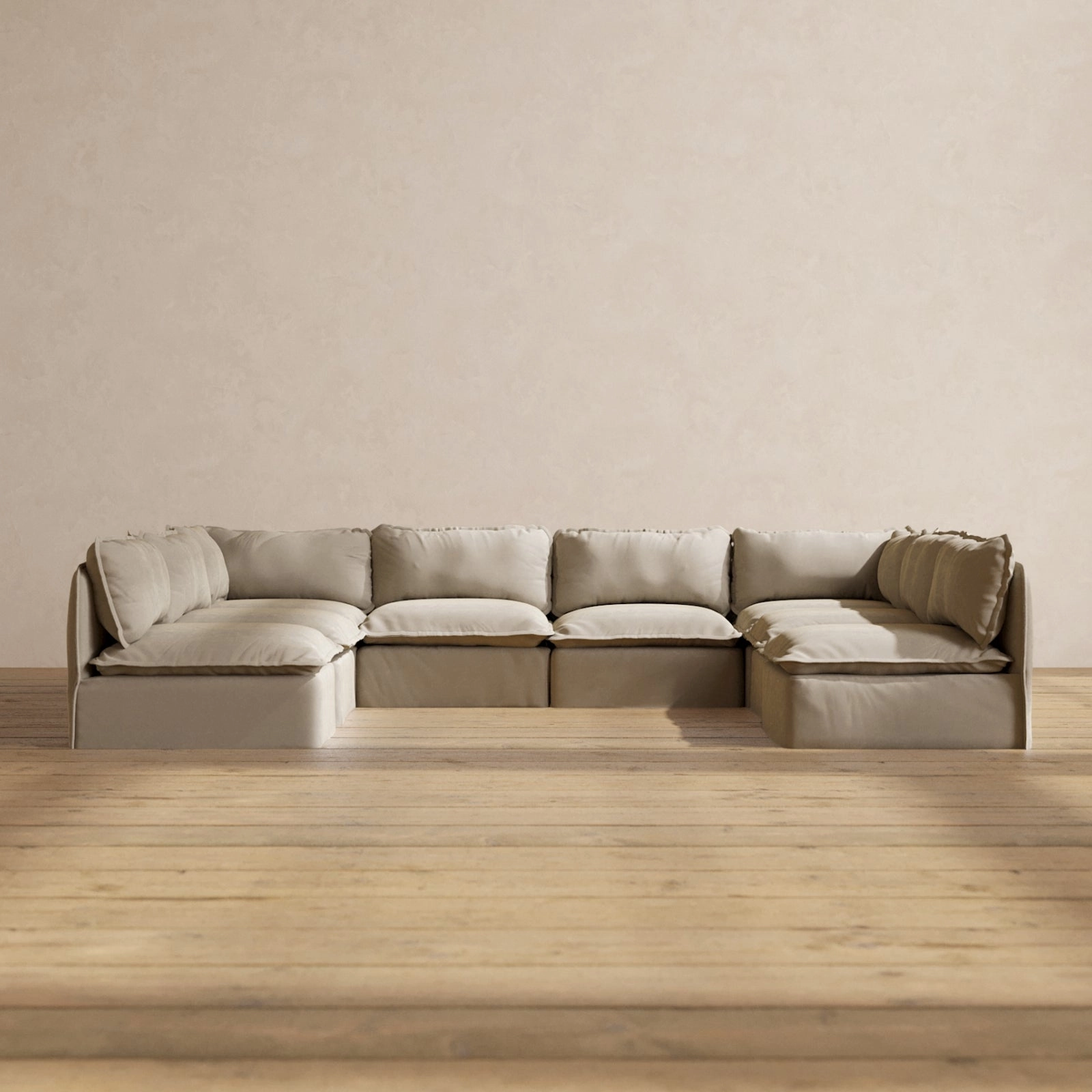 Modular Performance 8-Seater Open-Ends U-Sectional in Dune | Relaxed Blend