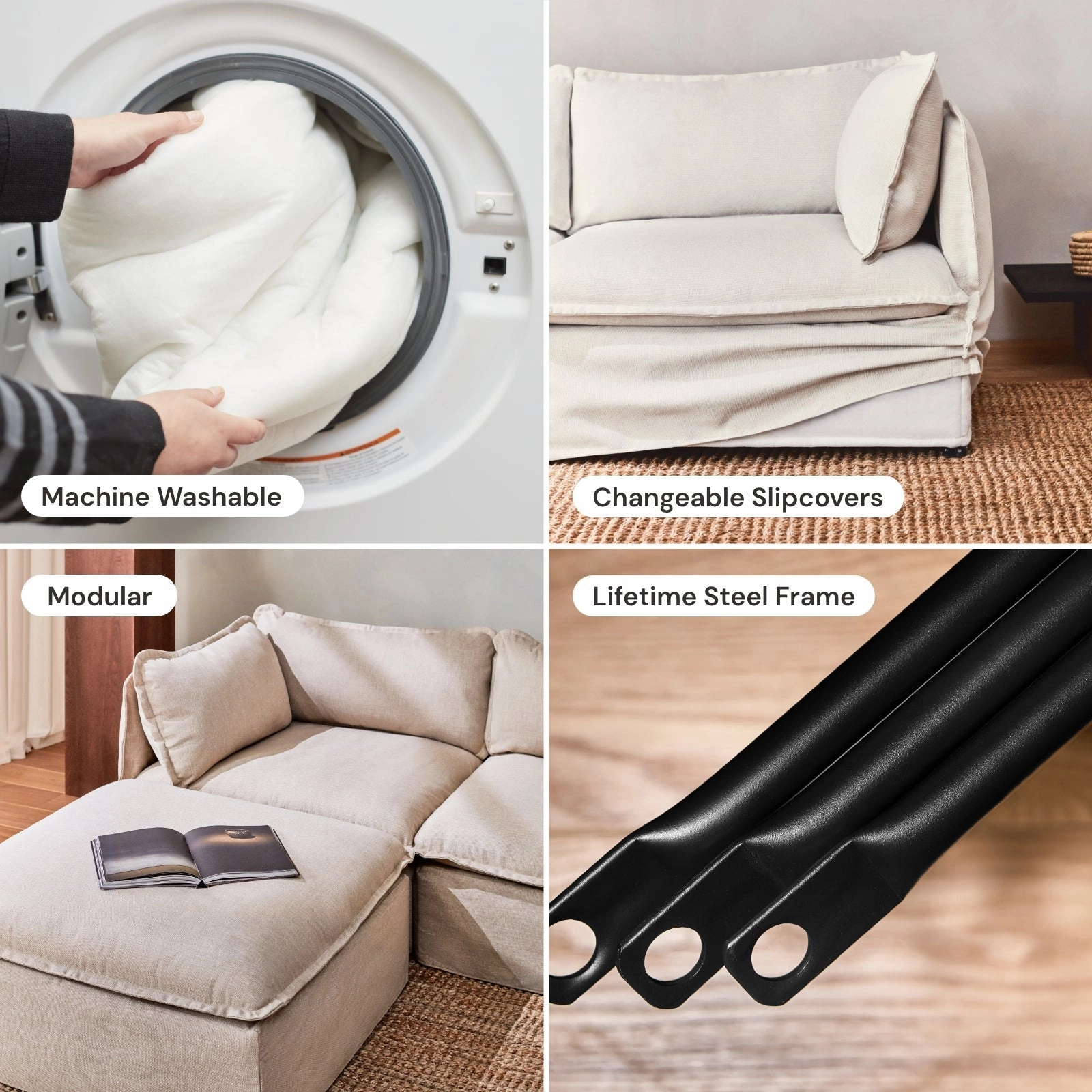 Modular Performance Armless Chair in Dune | Relaxed Blend