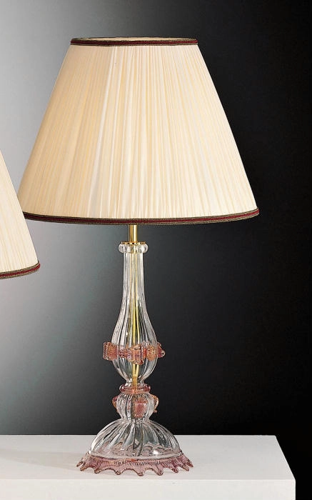 Murano Glass Lamp Base With Pink Or Gold Detail