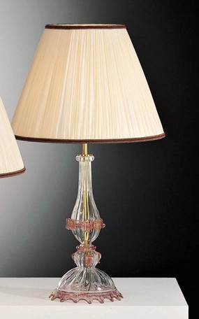 Murano Glass Lamp Base With Pink Or Gold Detail