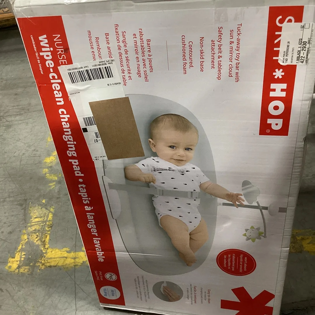 Nursery Style Wipe-Clean Changing Pad - Light Grey (See Description)