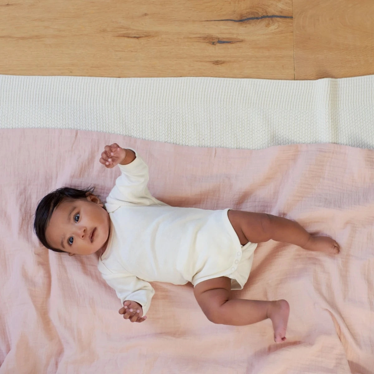 Organic Cotton Long Sleeve Bodysuit - Natural