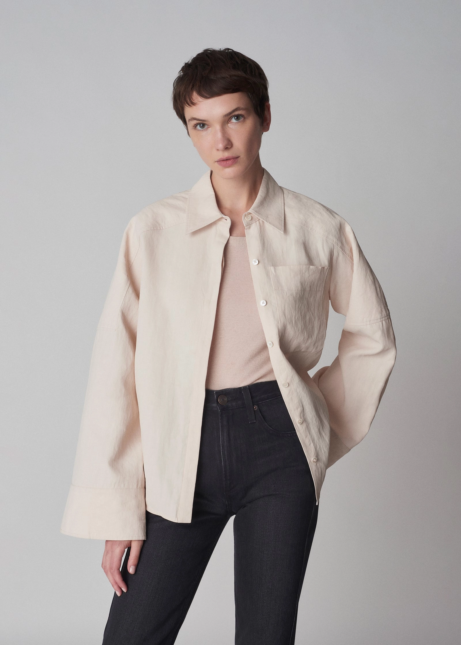 Oversized Linen Shirt - Whisper Pink