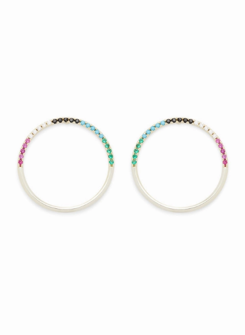 Pave Hoop Gold Multi