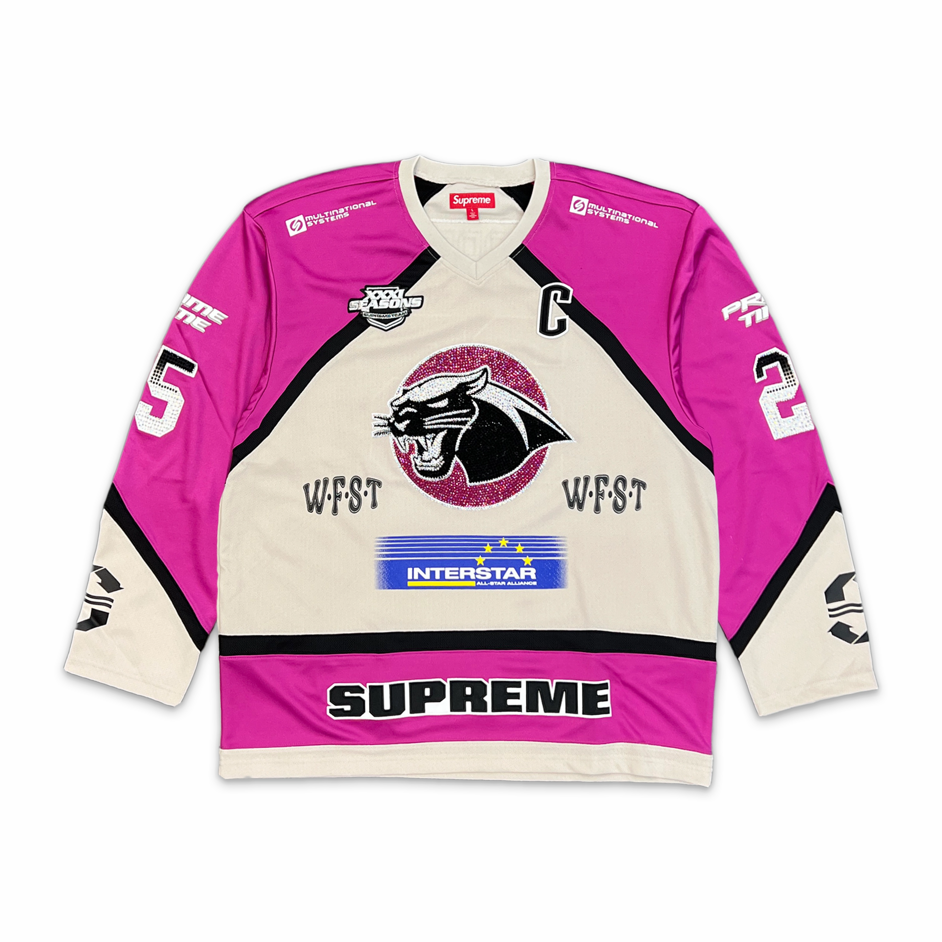 Rhinestone Hockey Jersey Light Grey