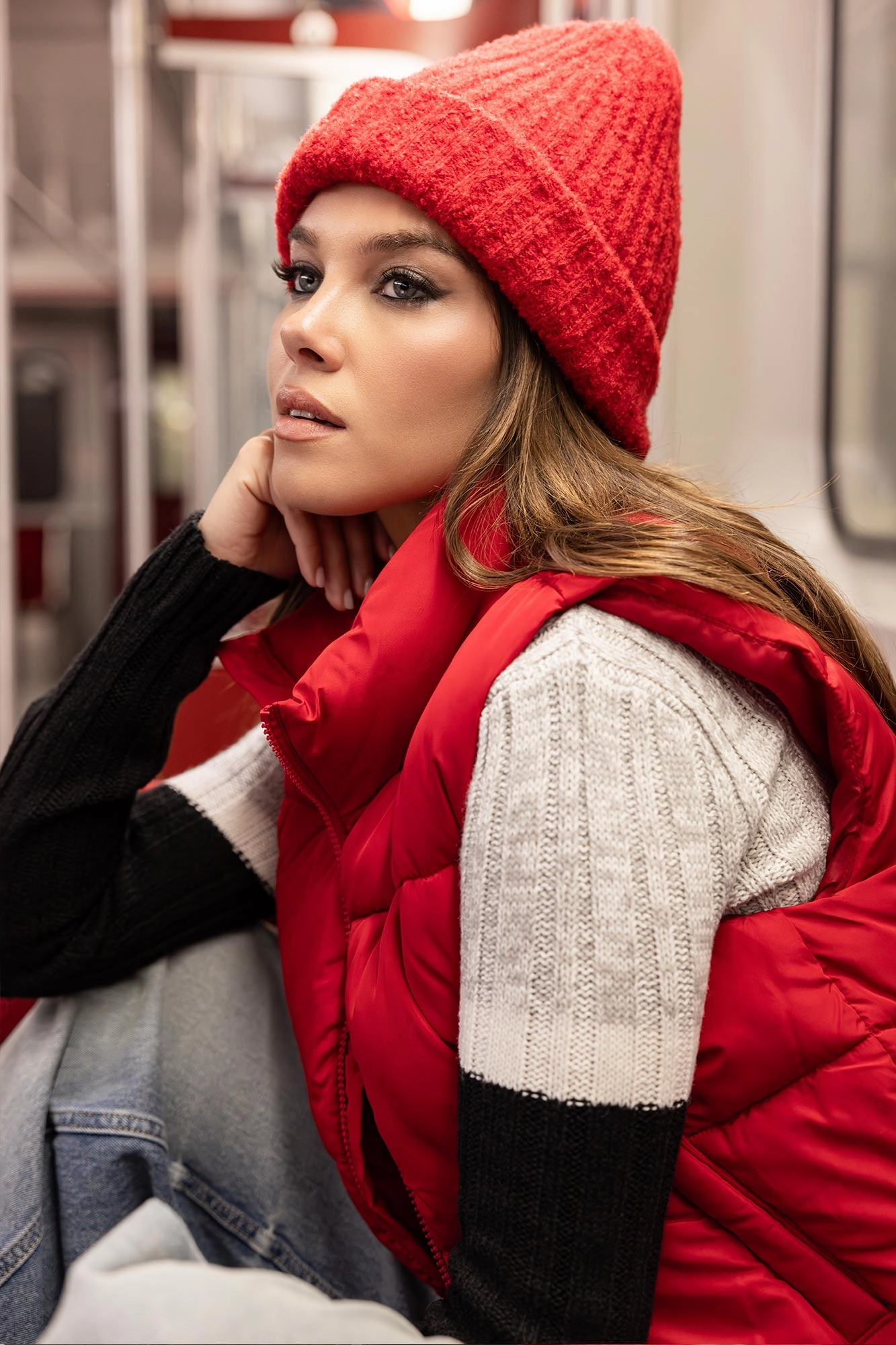 Ribbed Fuzzy Knit Beanie