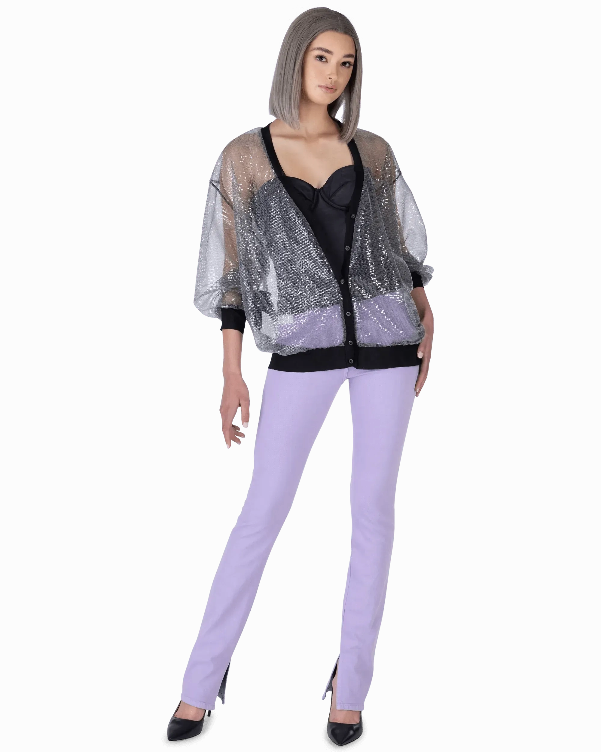 Sheer Sequined Cardigan