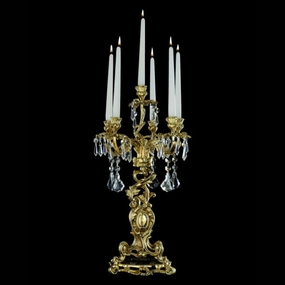 Six Arm Italian Candelabra With Antiqued Gold Finish