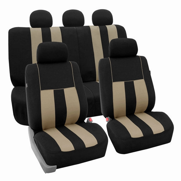 Striking Striped Seat Covers - Full Set Beige