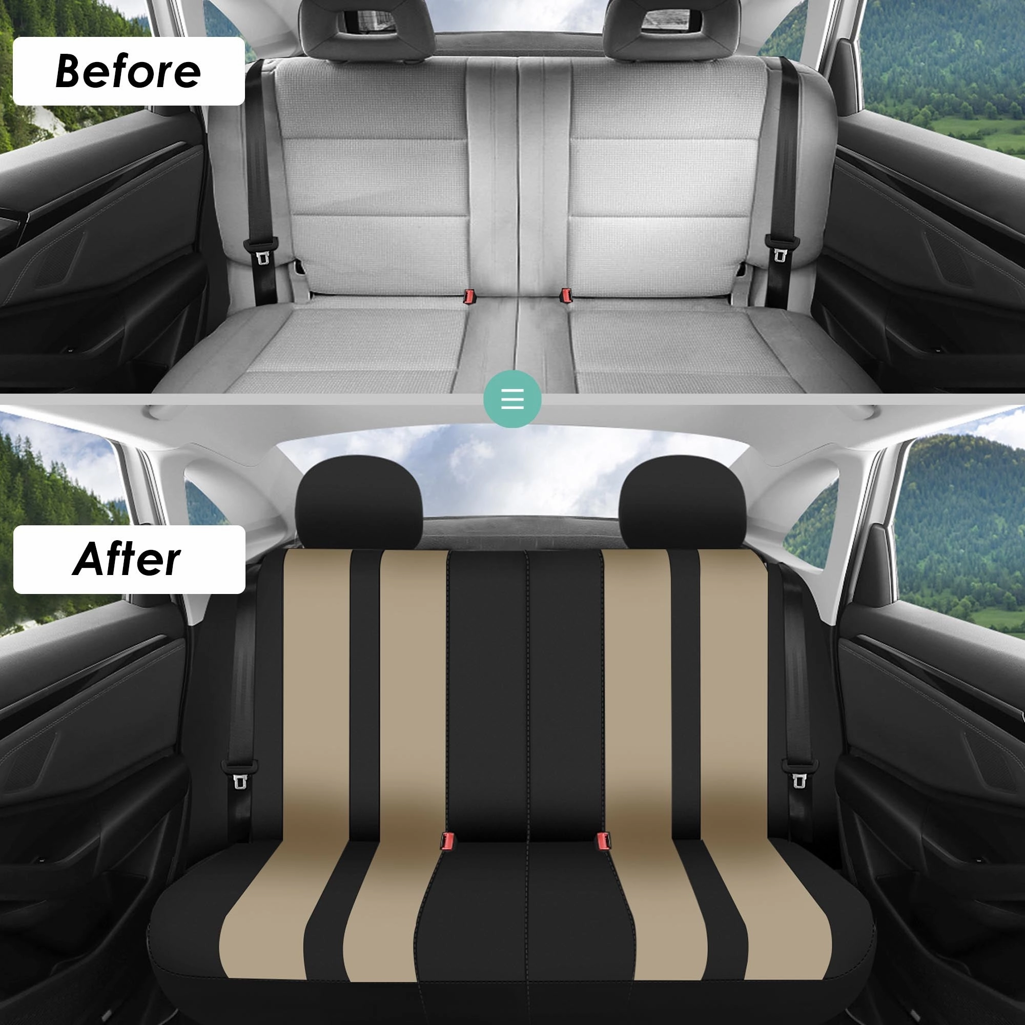 Striking Striped Seat Covers - Full Set Beige