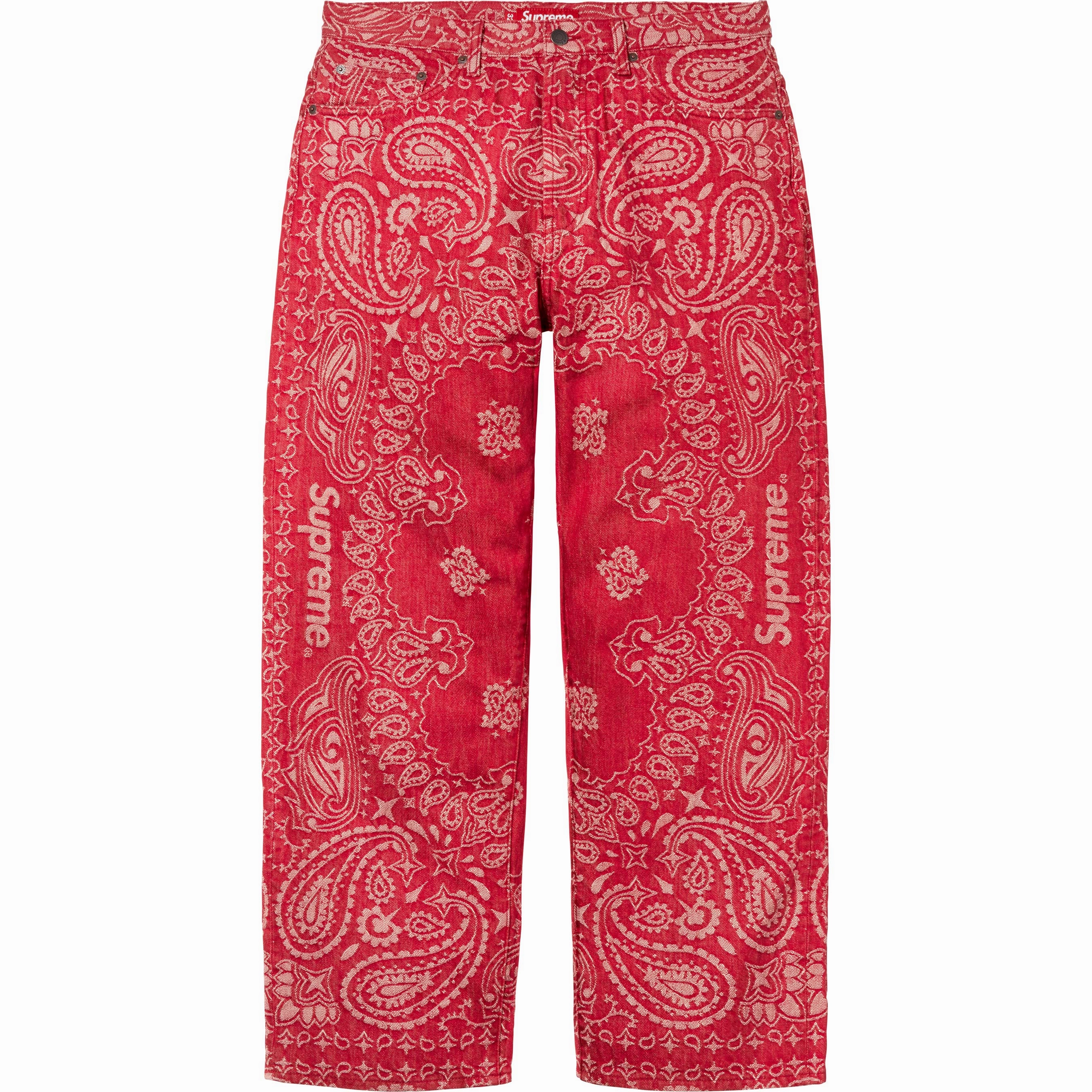 Supreme Bandana Jacquard Baggy Jean Red