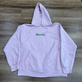 Supreme Bling Box Logo Hooded Sweatshirt Light Pink