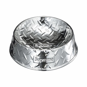 Supreme Diamond Plate Dog Bowl - Chrome