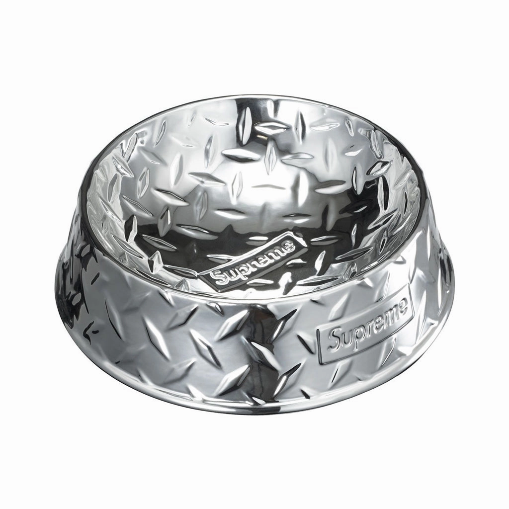 Supreme Diamond Plate Dog Bowl - Chrome