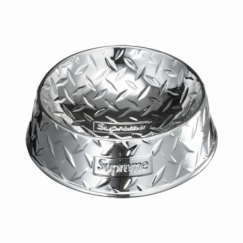 Supreme Diamond Plate Dog Bowl - Chrome