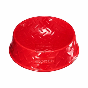 Supreme Diamond Plate Dog Bowl - Red
