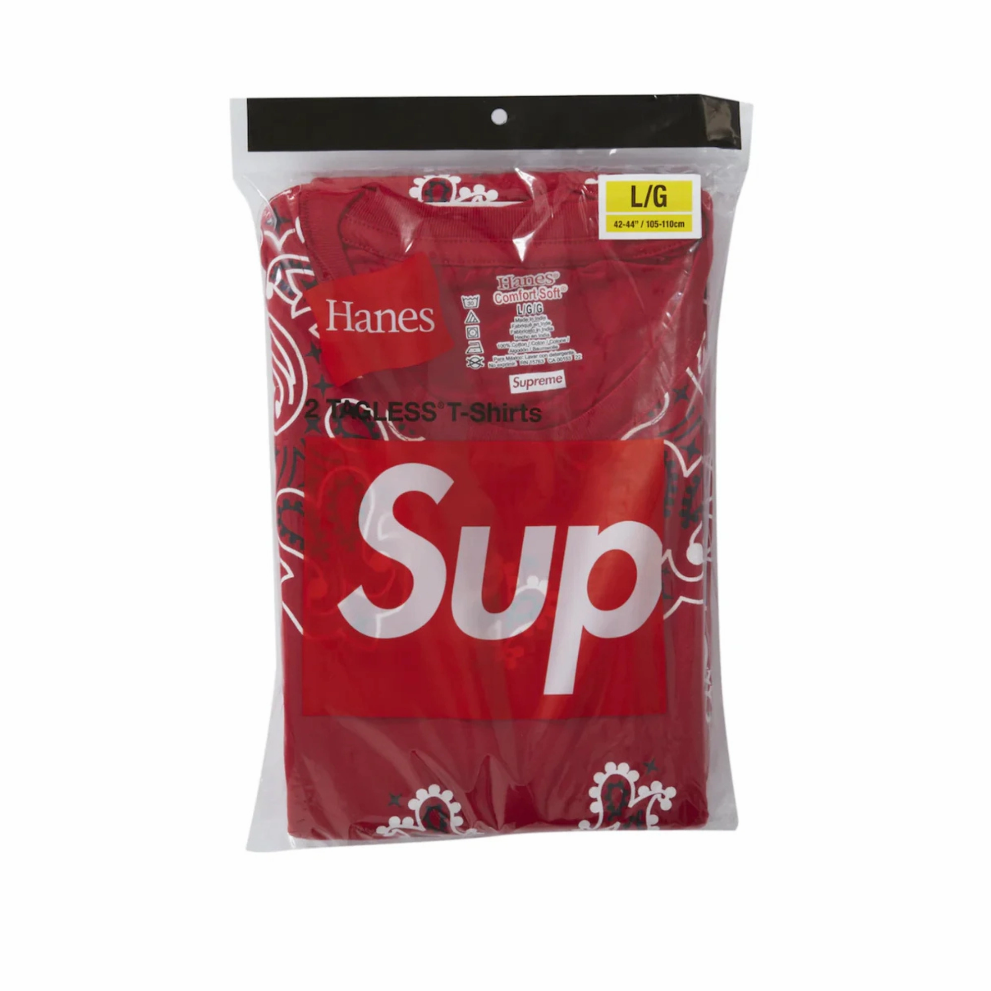 Supreme Hanes Bandana Tagless T-shirt (2 stk.) Red