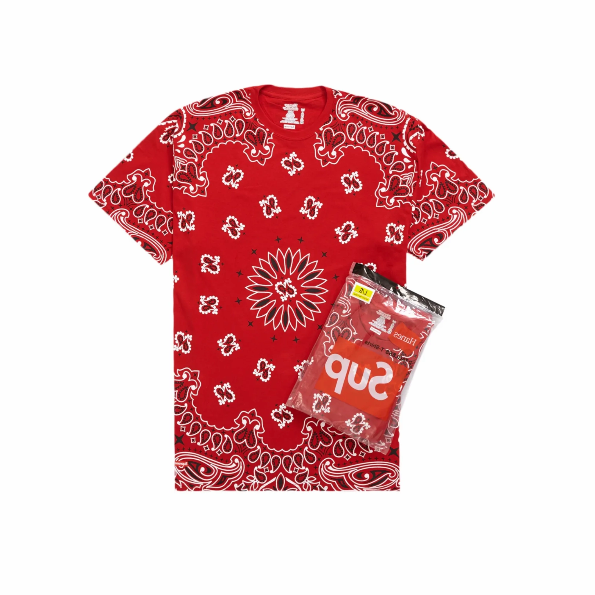 Supreme Hanes Bandana Tagless T-shirt (2 stk.) Red