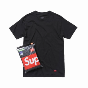 Supreme Hanes Tagless T-shirt (3 stk.) Black