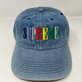 Supreme Multi Color Logo 6-Panel Light Denim