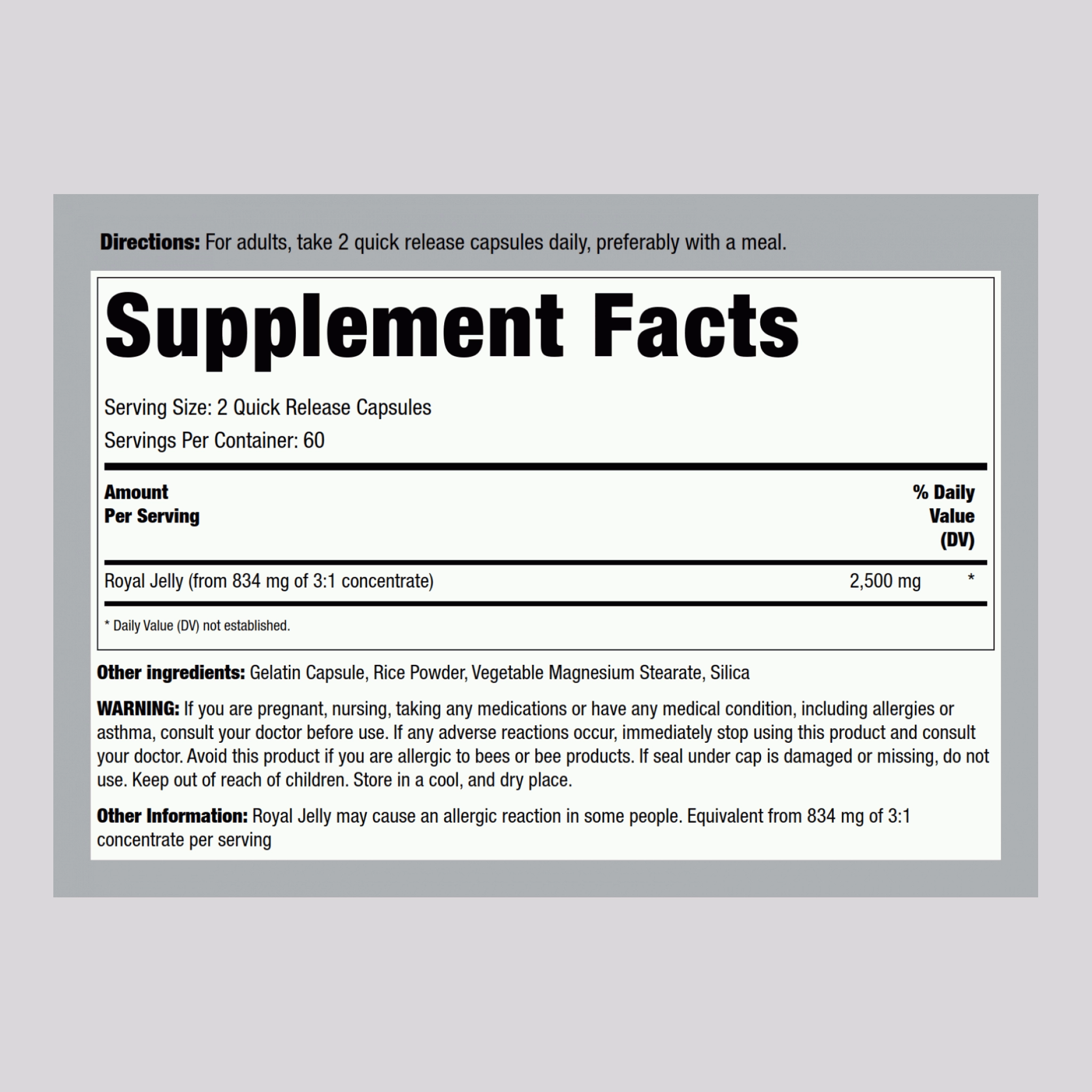 Supreme Royal Jelly, 2500 mg, 120 Quick Release Capsules, 2  Bottles
