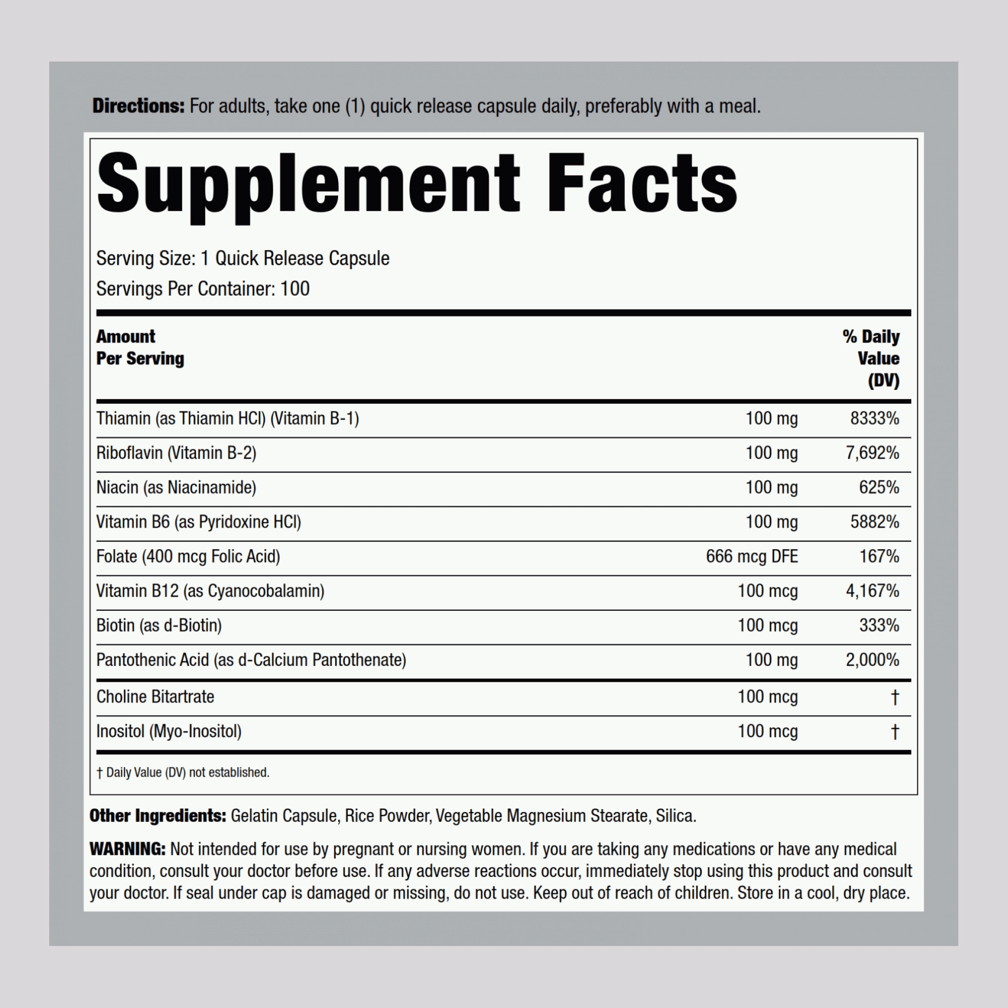 Supreme Stress B, 100 Quick Release Capsules