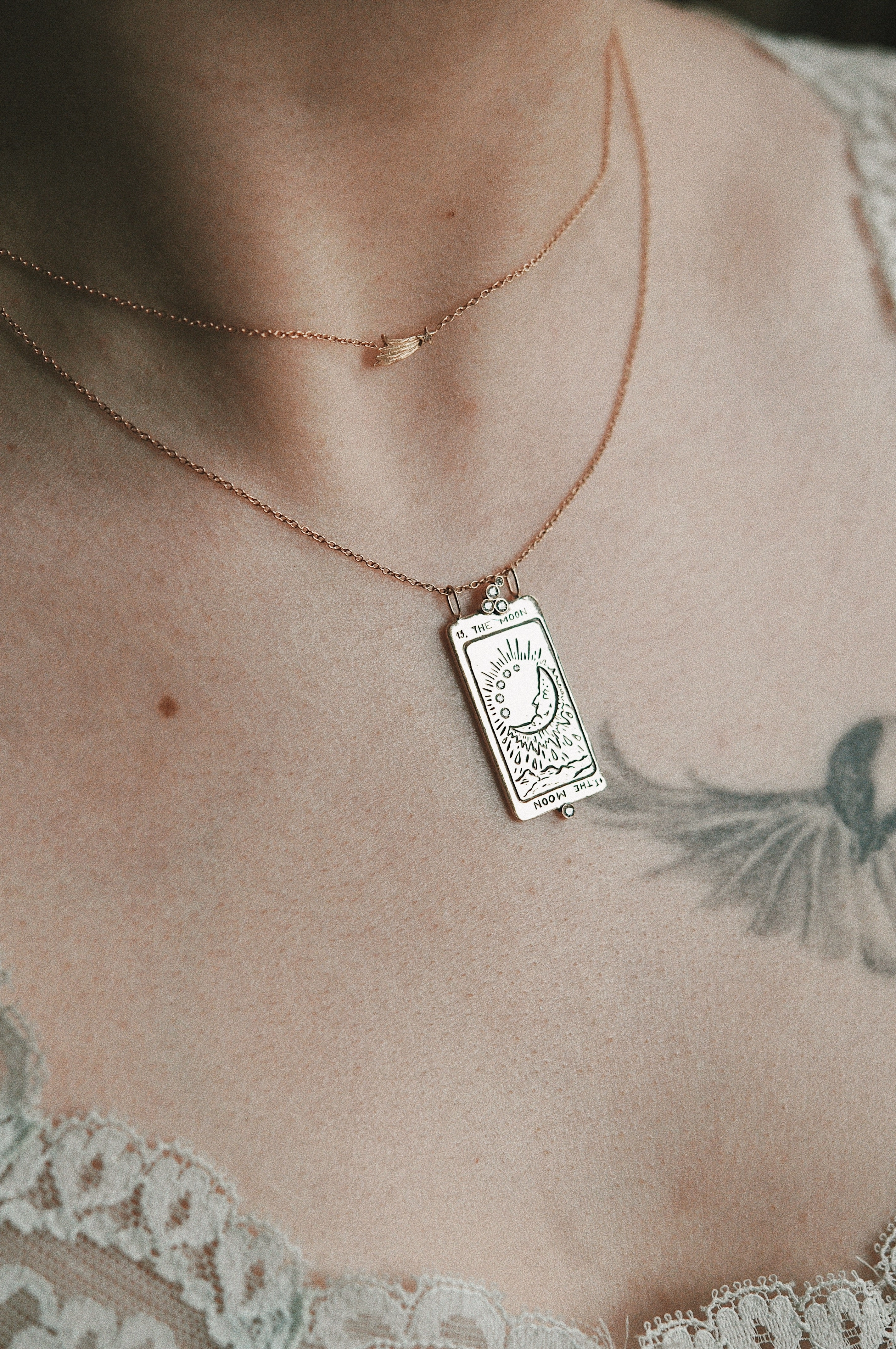 Supreme The Moon Tarot Card Necklace