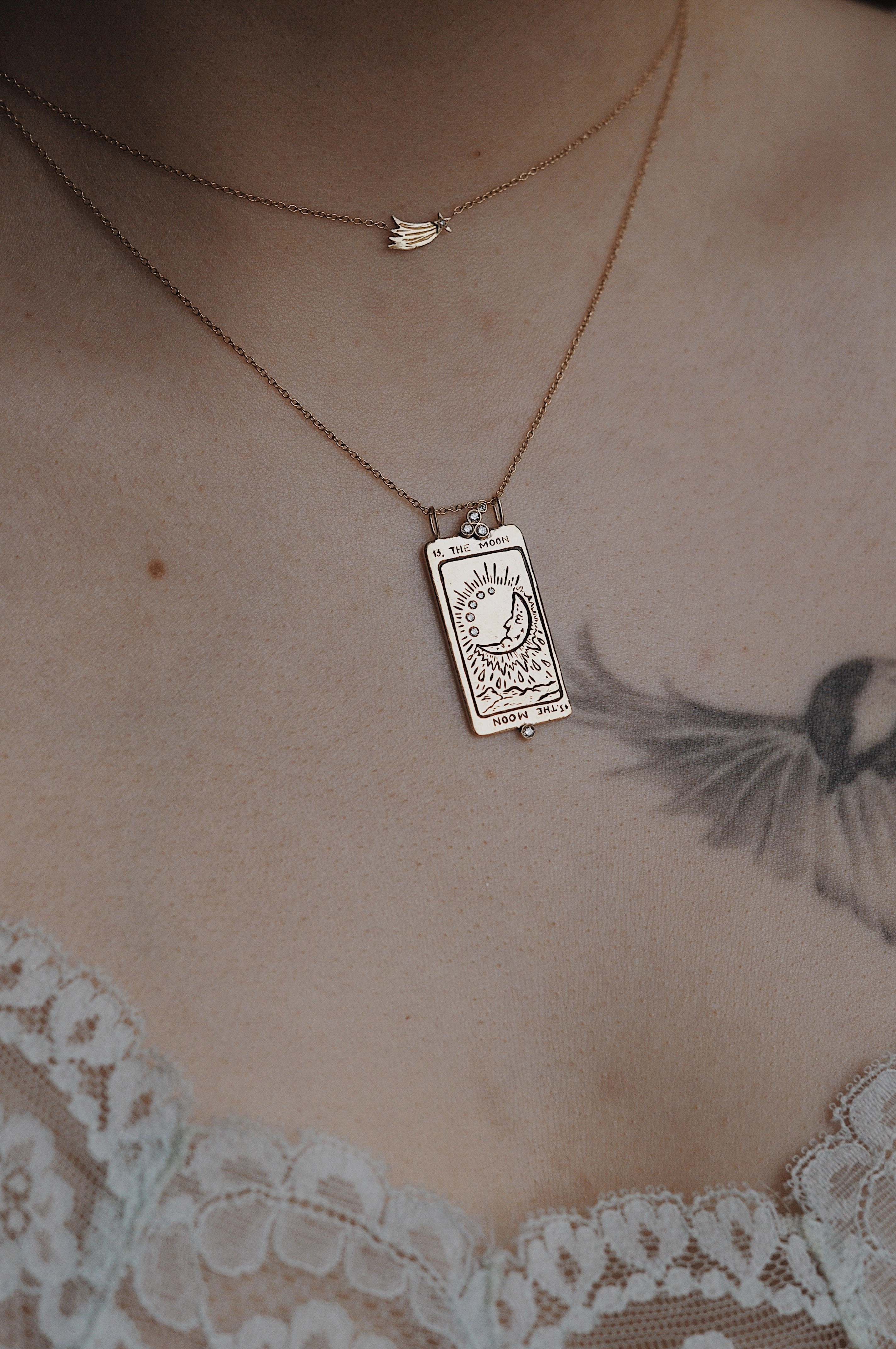 Supreme The Moon Tarot Card Necklace
