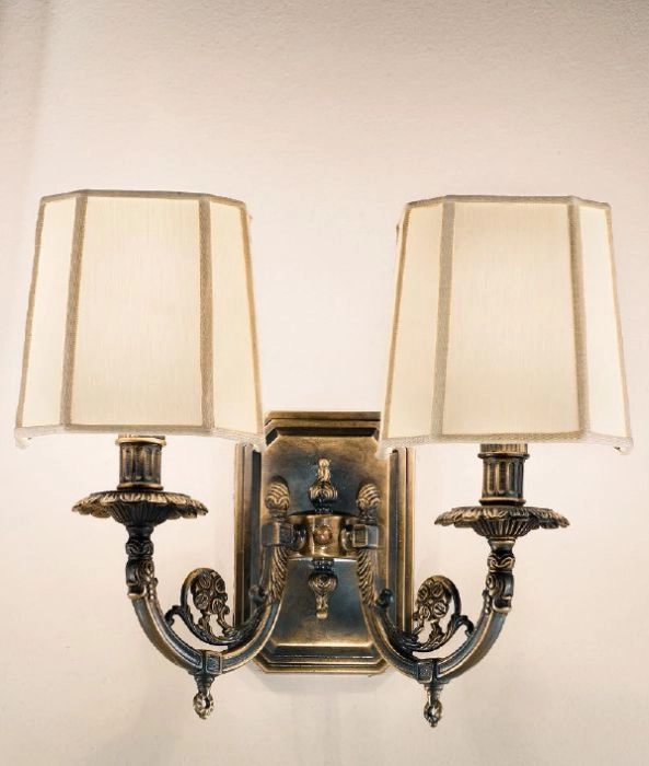 Traditional Wall Sconce With Ivory Shades