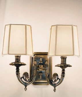 Traditional Wall Sconce With Ivory Shades